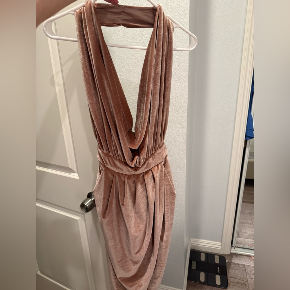 Elegant Blush Pink Draped Dress